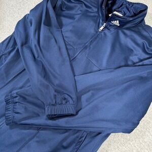 Adidas Track Jacket Mens Large Blue Y2K Vintage Basketball Full‎ Zip Shiny